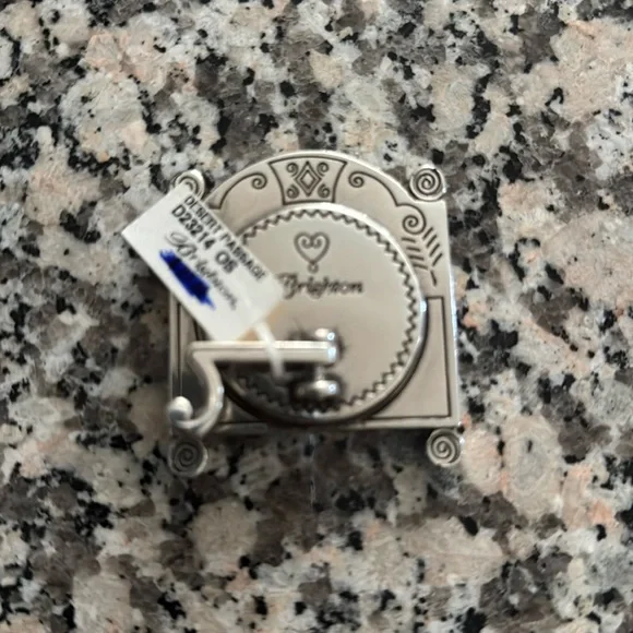 Brighton Vintage Silver-Tone Decorative Mini
Desk Clock with Ornate Frame Design - Picture 5 of 6